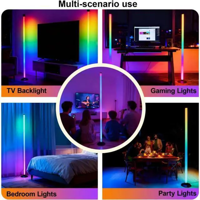 Alt view image 4 of 7 - Led Corner Floor Lamp USB Powered with App & Remote Control, IC+RGBW Color Changing Led Lamp Music Sync, Timer Setting, Standing Lamps for Living Room Lamp Bedroom Gaming Room, 1 Pack