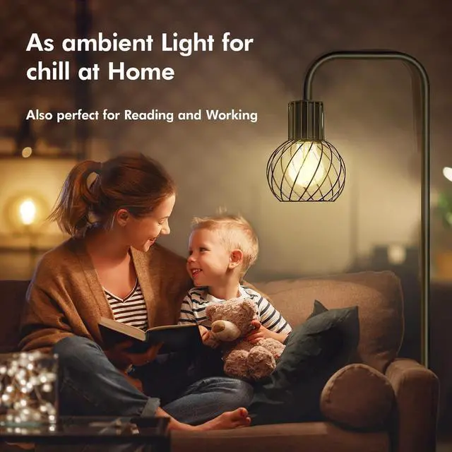 Alt view image 3 of 7 - Floor Lamp, Industrial Floor Lamp for Living Room, Modern Standing Lamp with 6W LED Bulb, Foot Switch, Minimalist Pole Lamp Vintage Farmhouse Stand Up Lamps for Bedroom, Office, Book Nook,Black