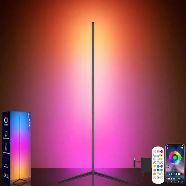 Main image of Corner Lamp, Led Floor Lamp, RGB Ambient Lighting, Smart Modern Floor Lamp with Remote, Color Changing Dimmable Corner Light with Music Sync, Mood Lighting for Bedroom, Living Room Gaming Room