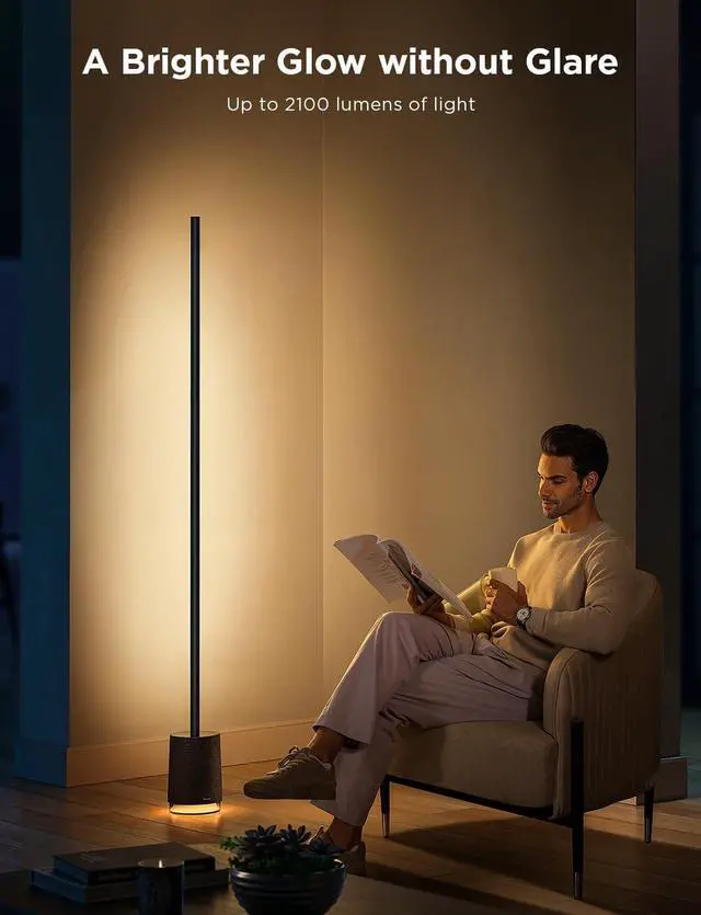 Alt view image 6 of 7 - Govee Floor Lamp Pro, RGBICWW LED Lamp with Bluetooth Speaker and White Noise, 2100 Lumens Standing Lamp, Works with Matter, 16 Million Colors, Music Sync, Floor Lamp for Bedroom, Living Room