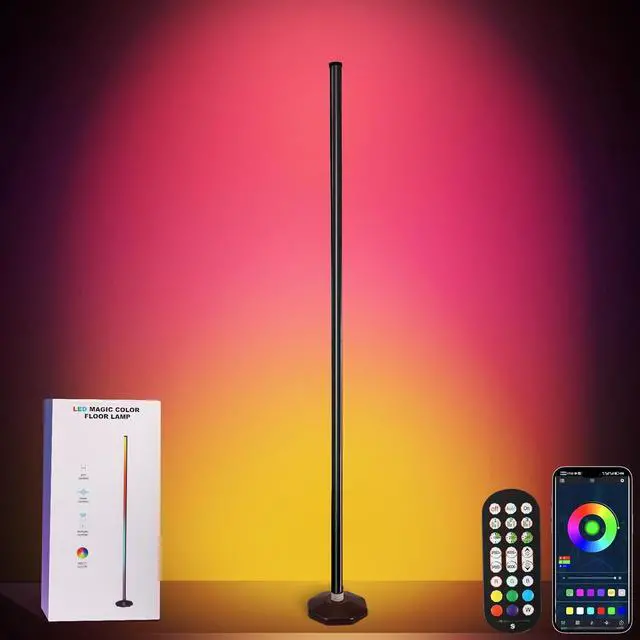 Main image of RGB Corner Floor Lamp - Smart RGB LED Corner Lamp with APP Remote 16 Million RGBW Color Changing Light 300+ Scene, Music Sync Lights & Timer Floor Lamps for Living Room Bedroom Game Room