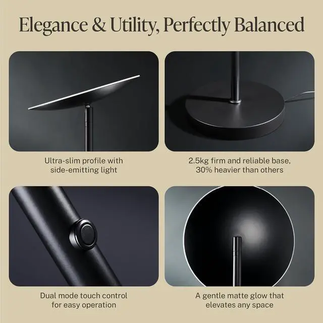 Alt view image 2 of 7 - Skylight LED Floor Lamp, 3200LM, 71" Modern Torchiere in Zen Black, Stepless Dimming, Remote & Touch Control, Bright Light for Living Room or Bedroom, Weighted Base