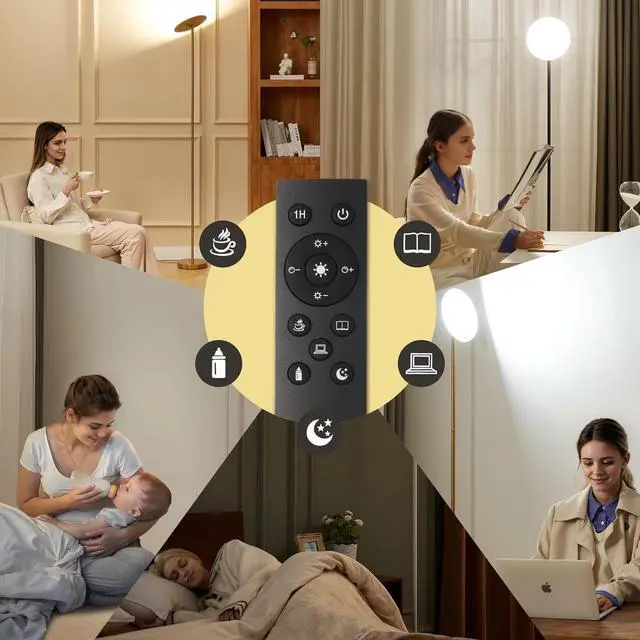 Alt view image 6 of 7 - Skylight LED Floor Lamp, 3200LM, 71" Modern Torchiere in Zen Black, Stepless Dimming, Remote & Touch Control, Bright Light for Living Room or Bedroom, Weighted Base