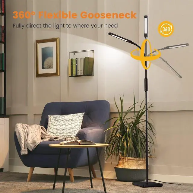Alt view image 3 of 6 - LASTAR LED Floor Lamp, Reading Lamp with 3000K-6000K & 4 Brightness Levels, Dimmable Standing Lamps for Living Room, Office with Flexible Gooseneck,Timer & Memory Function