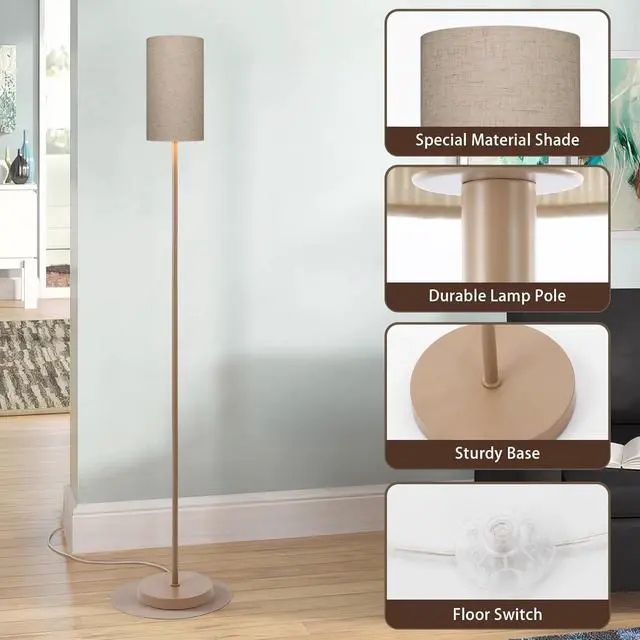 Alt view image 2 of 6 - Floor Lamps for Living Room Modern Tall Lamp for Bedroom Office Corner (Brown, 65'')