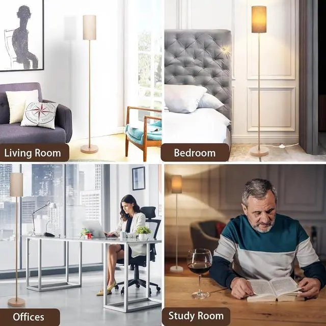 Alt view image 4 of 6 - Floor Lamps for Living Room Modern Tall Lamp for Bedroom Office Corner (Brown, 65'')