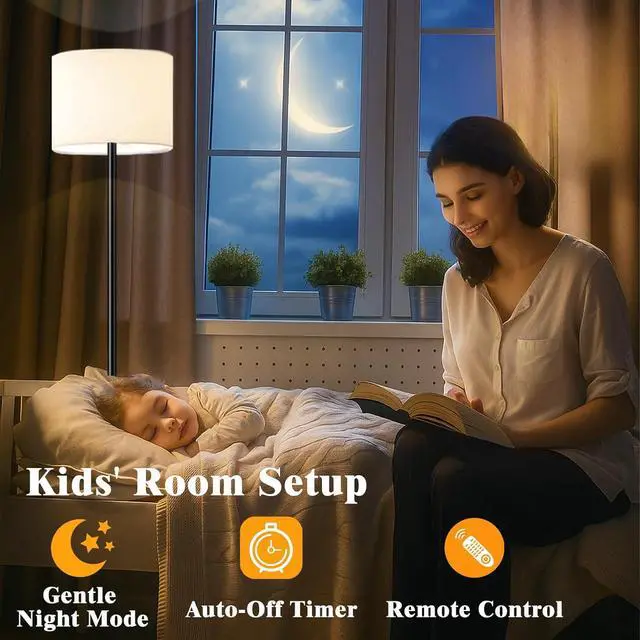 Alt view image 6 of 7 - Smart Floor Lamp with APP & Remote Control - Dimmable RGB & White Light (3000K-6500K) for Living Room, Bedroom, Office - Modern Standing Lamp with 9W LED Bulb Included