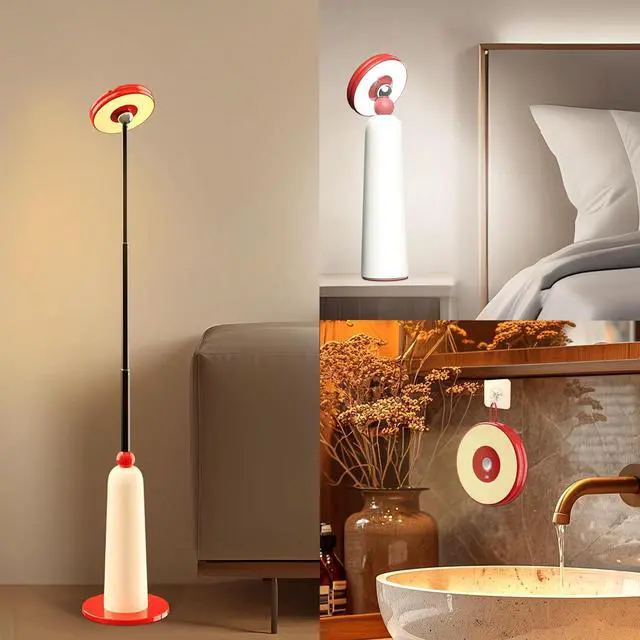 Alt view image 2 of 7 - LIGHTVERSE Floor Lamp for Living Room 360° Magnetic Bright Lights, Cordless Standing Corner Lamps 3 Ways to Use Adjustable Height, 3 Color Stepless Dimmable Light Gift for Family Friends