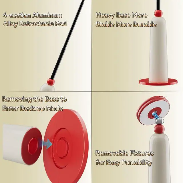 Alt view image 4 of 7 - LIGHTVERSE Floor Lamp for Living Room 360° Magnetic Bright Lights, Cordless Standing Corner Lamps 3 Ways to Use Adjustable Height, 3 Color Stepless Dimmable Light Gift for Family Friends