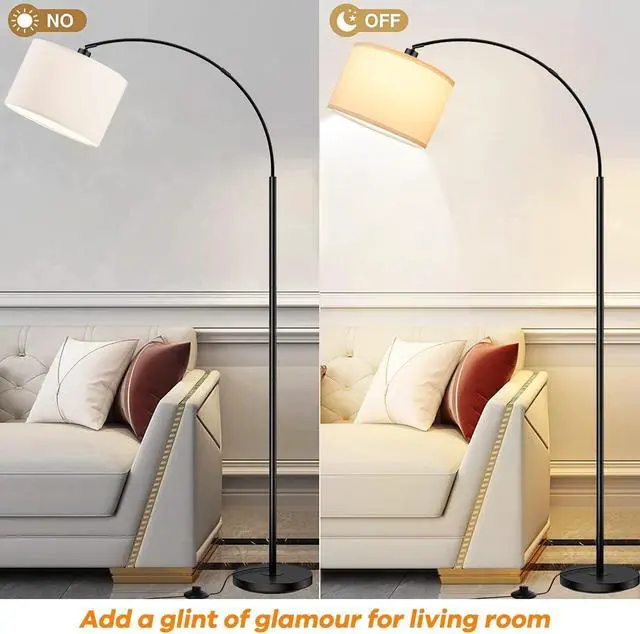 Alt view image 4 of 7 - Arc Floor Lamps for Living Room,Modern Standing Lamp with 3 Color Temperature,Over Couch Arched Tall Pole Lamp with Foot Switch for Bedroom,Office,Bulb Included