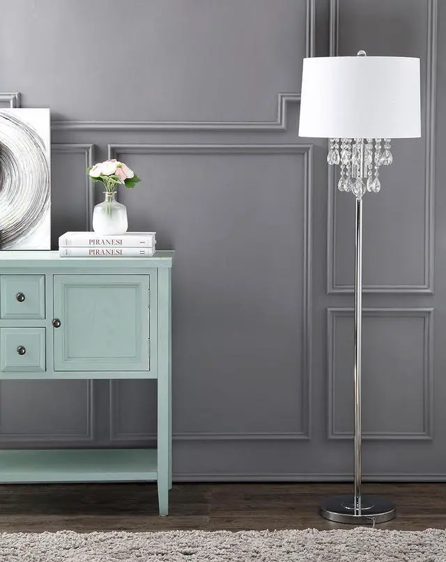 Alt view image 4 of 7 - JONATHAN Y JYL2034A Abigail 61" Crystal/Metal LED Floor Lamp Contemporary,Transitional,Traditional,Glam for Bedrooms, Living Room, Office, Reading, Clear/Chrome