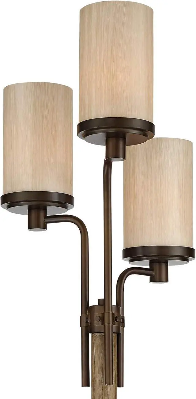 Alt view image 3 of 7 - Franklin Iron Works Astoria Rustic Farmhouse Industrial Standing Floor Lamp Tree 3-Light 71" Tall Bronze Faux Wood Faux Tea Alabaster Glass for Living Room Reading House Bedroom Home Office