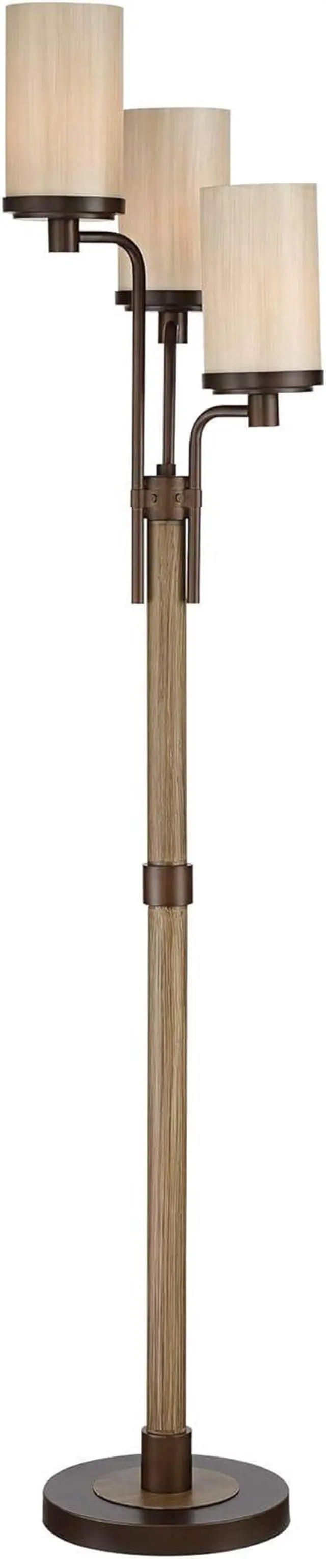Alt view image 7 of 7 - Franklin Iron Works Astoria Rustic Farmhouse Industrial Standing Floor Lamp Tree 3-Light 71" Tall Bronze Faux Wood Faux Tea Alabaster Glass for Living Room Reading House Bedroom Home Office