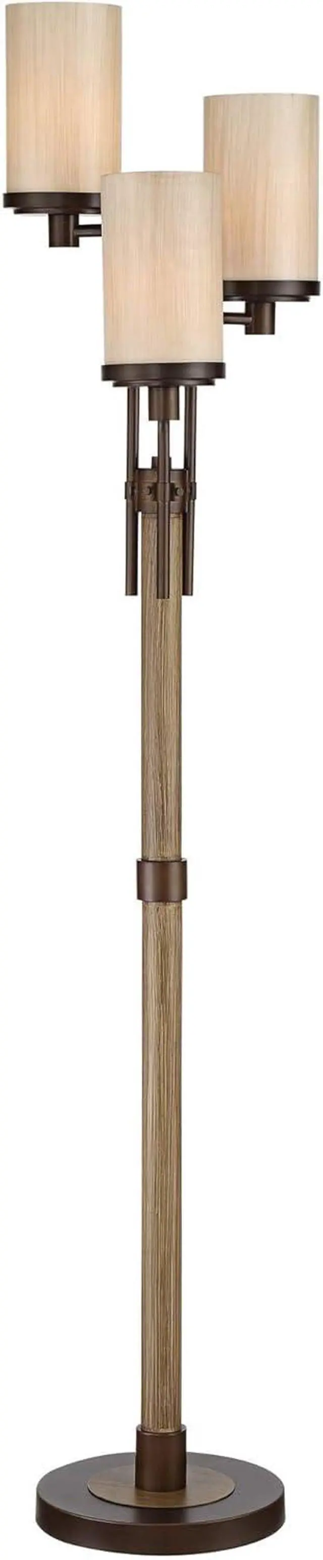 Alt view image 6 of 7 - Franklin Iron Works Astoria Rustic Farmhouse Industrial Standing Floor Lamp Tree 3-Light 71" Tall Bronze Faux Wood Faux Tea Alabaster Glass for Living Room Reading House Bedroom Home Office