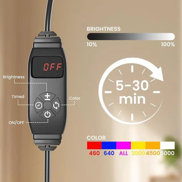 Alt view image 5 of 7 - 6in1 Colors Half Moon LED Desk/Floor Lamp, 3000LM 48W Bright Eyelash Light, Includes Desktop Clip & Stand Mount for Eyelash Extensions, Skincare, Tattoo, Nail Art, Beauty, Salon Use(Black)