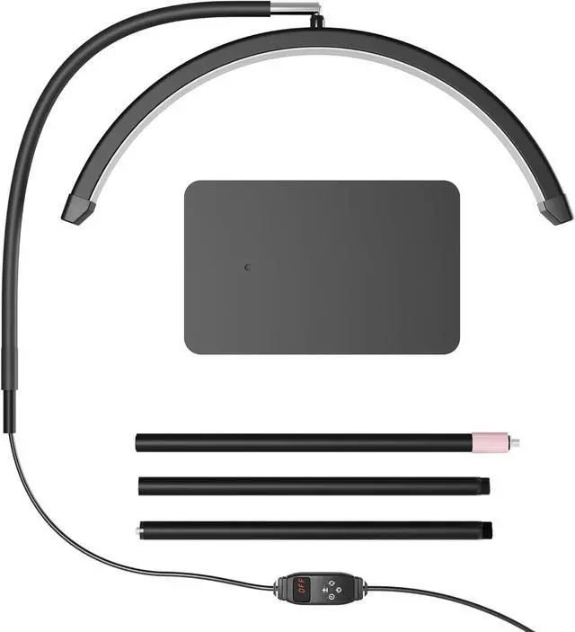 Alt view image 7 of 7 - 6in1 Colors Half Moon LED Desk/Floor Lamp, 3000LM 48W Bright Eyelash Light, Includes Desktop Clip & Stand Mount for Eyelash Extensions, Skincare, Tattoo, Nail Art, Beauty, Salon Use(Black)