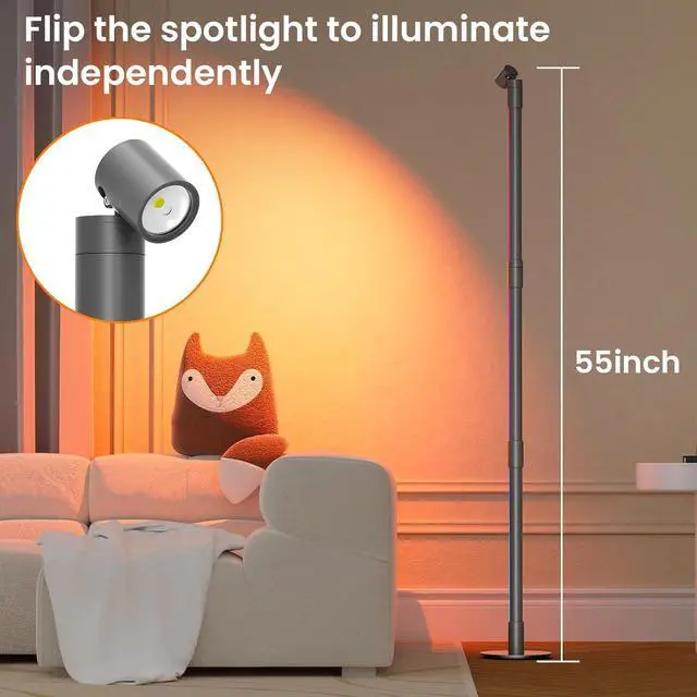 Alt view image 2 of 6 - Nisocy RGBWIC LED Corner Floor Lamp  Smart Ambient Light with Bluetooth App & Remote Control, Music Sync, Color Changing, Mood Lighting for Bedroom, Living Room, Gaming Setup, Home Decor