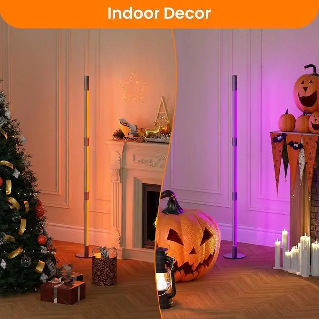 Alt view image 5 of 6 - Nisocy RGBWIC LED Corner Floor Lamp  Smart Ambient Light with Bluetooth App & Remote Control, Music Sync, Color Changing, Mood Lighting for Bedroom, Living Room, Gaming Setup, Home Decor