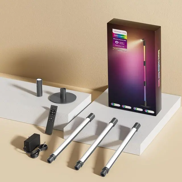 Alt view image 6 of 6 - Nisocy RGBWIC LED Corner Floor Lamp  Smart Ambient Light with Bluetooth App & Remote Control, Music Sync, Color Changing, Mood Lighting for Bedroom, Living Room, Gaming Setup, Home Decor