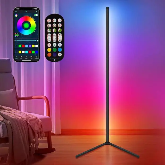 Main image of LED Floor Lamp,RGB Corner Floor Lamp with APP and Remote Control,16 Million DIY Colors&Ambient Lighting,Music Sync,Timer Setting,for Living Room, Bedroom and Gaming Room