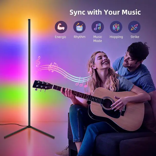 Alt view image 4 of 7 - LED Floor Lamp,RGB Corner Floor Lamp with APP and Remote Control,16 Million DIY Colors&Ambient Lighting,Music Sync,Timer Setting,for Living Room, Bedroom and Gaming Room