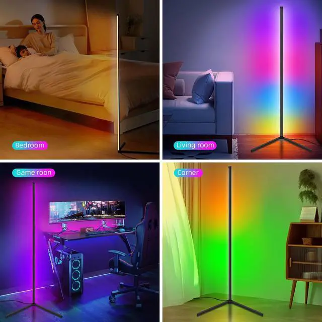 Alt view image 7 of 7 - LED Floor Lamp,RGB Corner Floor Lamp with APP and Remote Control,16 Million DIY Colors&Ambient Lighting,Music Sync,Timer Setting,for Living Room, Bedroom and Gaming Room