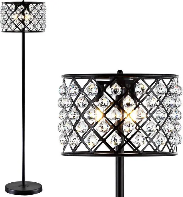 Main image of JONATHAN Y JYL9000B Elizabeth 60" Crystal/Metal LED Floor Lamp, Contemporary, Modern, Transitional, Elegant, Office, Living Room, Family Room, Dining Room, Bedroom, Hallway, Foyer, Bronze/Clear