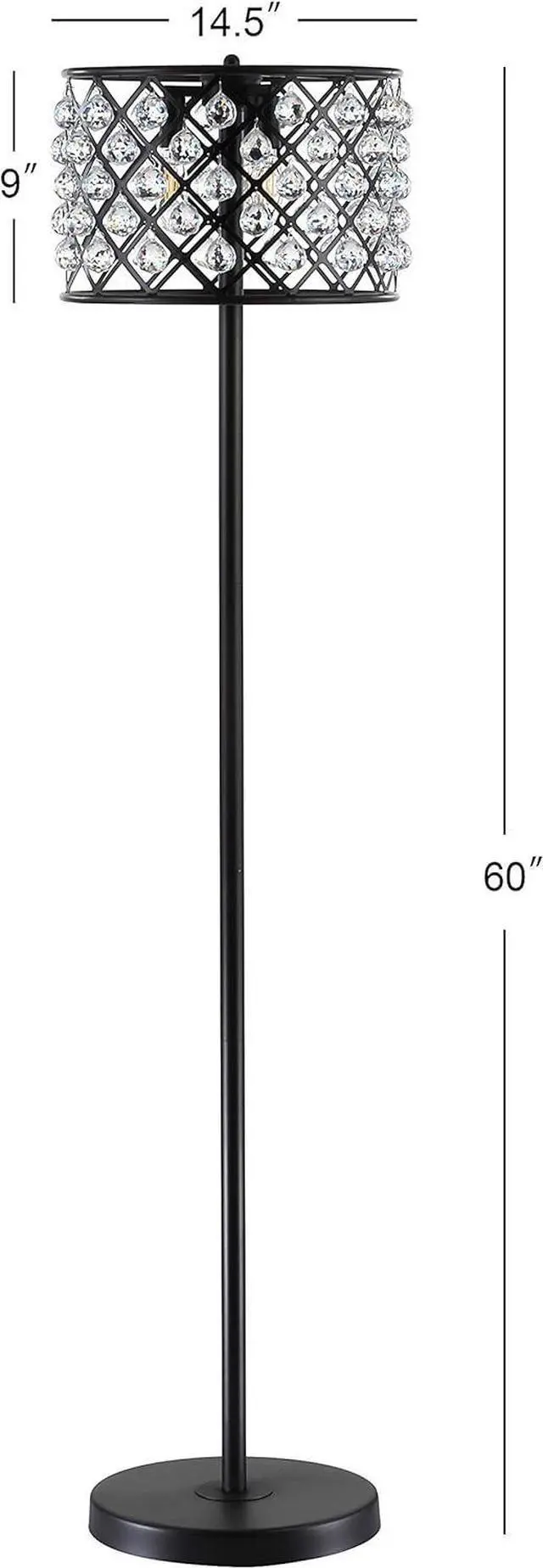 Alt view image 4 of 6 - JONATHAN Y JYL9000B Elizabeth 60" Crystal/Metal LED Floor Lamp, Contemporary, Modern, Transitional, Elegant, Office, Living Room, Family Room, Dining Room, Bedroom, Hallway, Foyer, Bronze/Clear