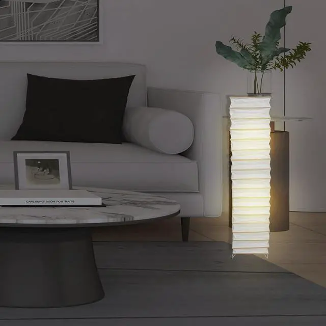 Alt view image 3 of 7 - Uonlytech Paper Floor Lamp Shades Nordic Style Table Lampshades Barrel Chandelier Light Cover Protector for Home Hotel Bedside Desk Floor Lamp, Beige