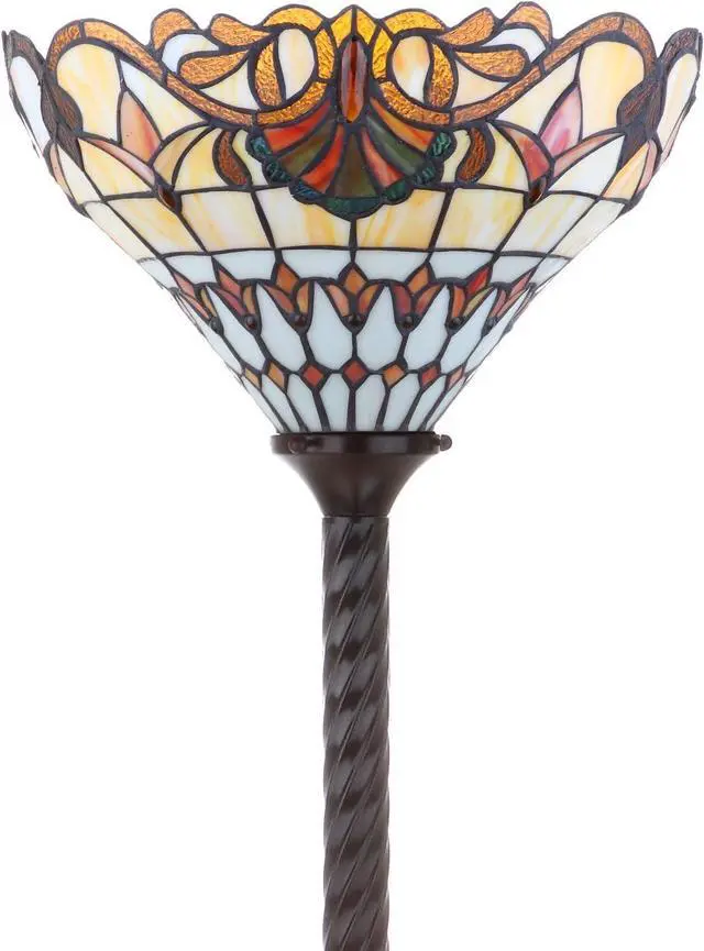 Alt view image 5 of 6 - JONATHAN Y JYL8003A Davis Tiffany-Style 70" Torchiere LED Floor Lamp, Tiffany, Traditional, Foot-Step Switch, Office, Living Room, Family Room, Dining Room, Bedroom, Hallway, Foyer, Bronze