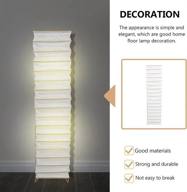 Alt view image 7 of 7 - Uonlytech Paper Floor Lamp Shades Nordic Style Table Lampshades Barrel Chandelier Light Cover Protector for Home Hotel Bedside Desk Floor Lamp, Beige