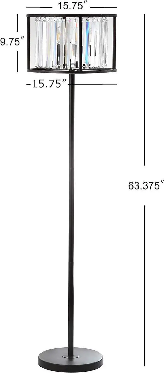 Alt view image 6 of 7 - JONATHAN Y JYL9054A Bevin 63" Metal/Crystal LED Floor Lamp, Glam, Contemporary, Modern, Elegant, Office, Living Room, Family Room, Dining Room, Bedroom, Hallway, Foyer, Oil Rubbed Bronze/Crystal