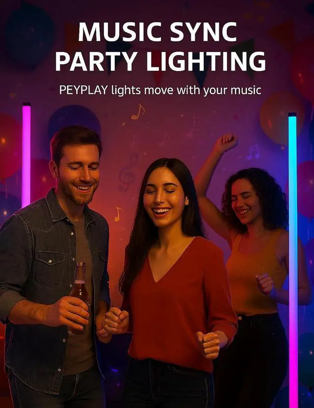Alt view image 4 of 7 - RGB LED Corner Floor Lamp, Smart Adjustable Shape, Music Sync, 16 Million DIY Colors, Remote & App Control, Modern Standing Light for Bedroom Living Room (Circular Base)