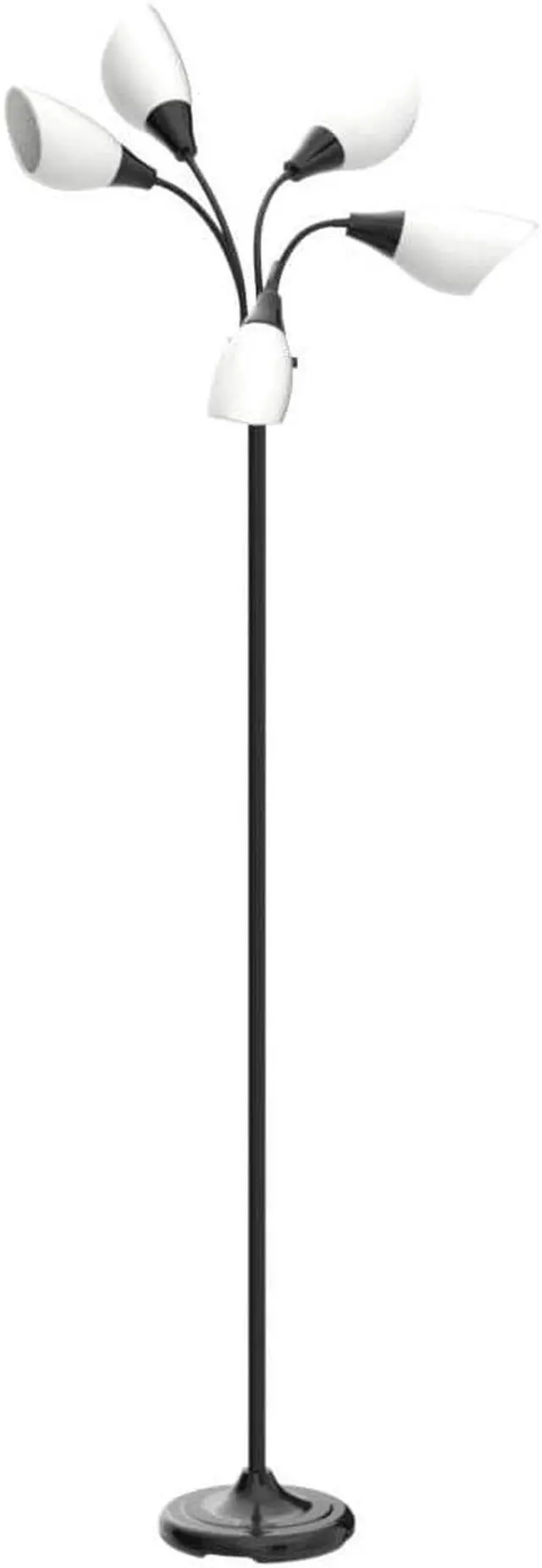 Alt view image 4 of 7 - LIGHTACCENTS Multi-Head 5-Light Floor Lamp, Adjustable Standing Lamp with 3-Mode Switch, White Acrylic Shades, Black Finish, Perfect Floor Lamps for Living Room & Bedroom Room Lights