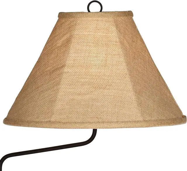 Alt view image 4 of 7 - Regency Hill Travata Country Cottage Floor Lamp Standing with End Table 54" Tall Bronze Scrollwork Swing Arm Burlap Fabric Shade for Living Room Reading Bedroom Office House Home