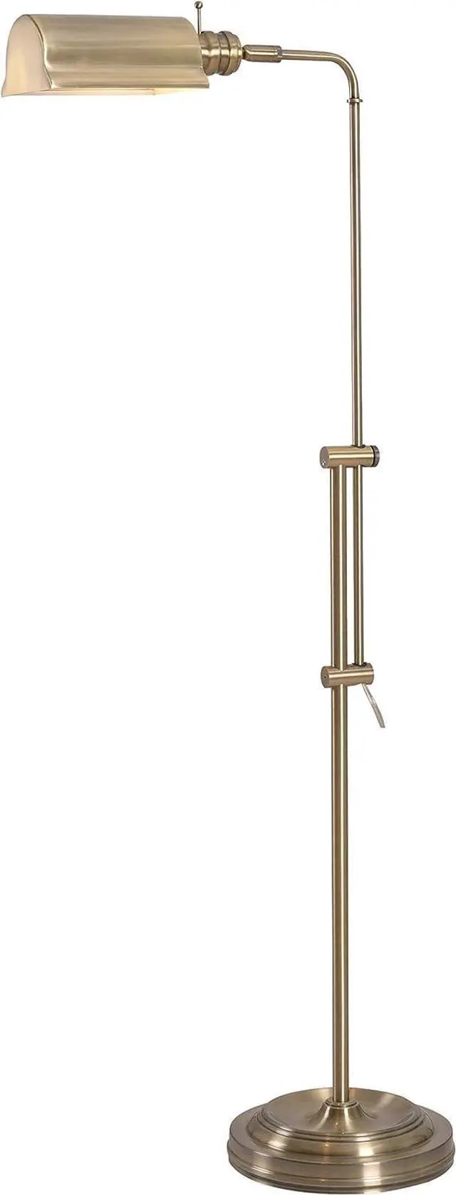 Main image of Kenroy Home 33055AB Denton Floor Lamp with Antique Brass Finish, Classic Style, 50" Height, 10.125" Width, 19.5" Depth
