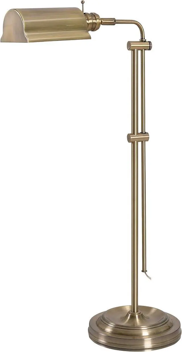Alt view image 3 of 7 - Kenroy Home 33055AB Denton Floor Lamp with Antique Brass Finish, Classic Style, 50" Height, 10.125" Width, 19.5" Depth