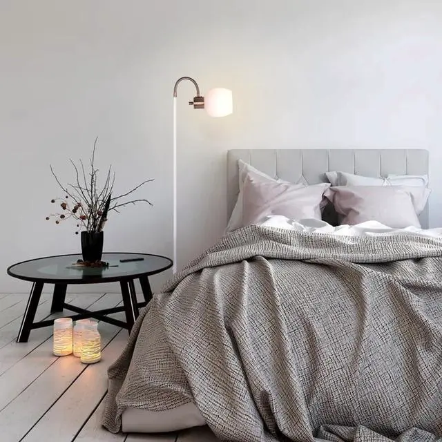 Alt view image 6 of 7 - Adjustable Gooseneck LED Floor Lamp,Glass Shade,Flexible Arm,Modern Reading Lamp for Office,Bedroom,Living Room,3CCT LED Bulb Included,White