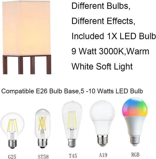 Alt view image 3 of 7 - HomeFocus - Floor Lamp with Shelves, Shelf Floor Light with LED Bulb, Modern Wood Shelf Standing Lamp, Corner Display Floor Lamp for Living Room, Bedroom, Office, Linen White Shade, Wood, Brown.