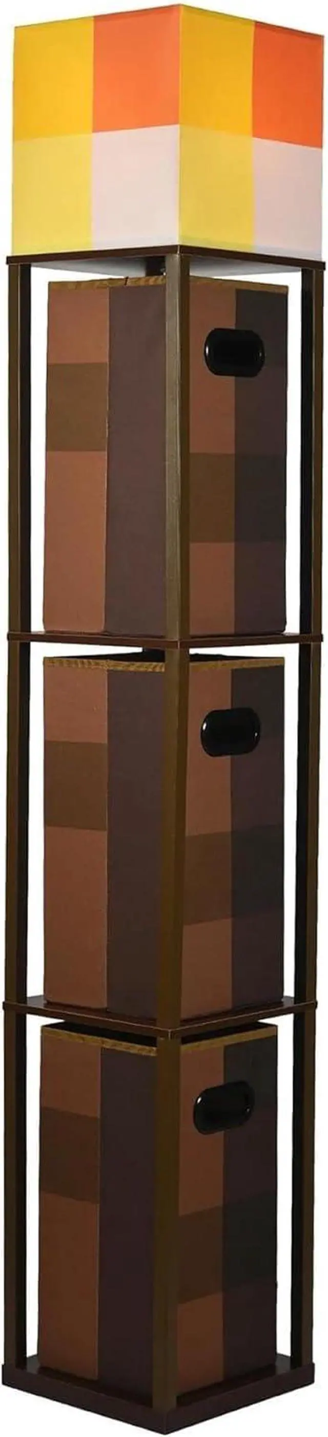 Main image of Minecraft Brownstone Torch 5-Foot Standing Floor Lamp and Storage Unit | Includes 3 Cube Organizer Storage Bins