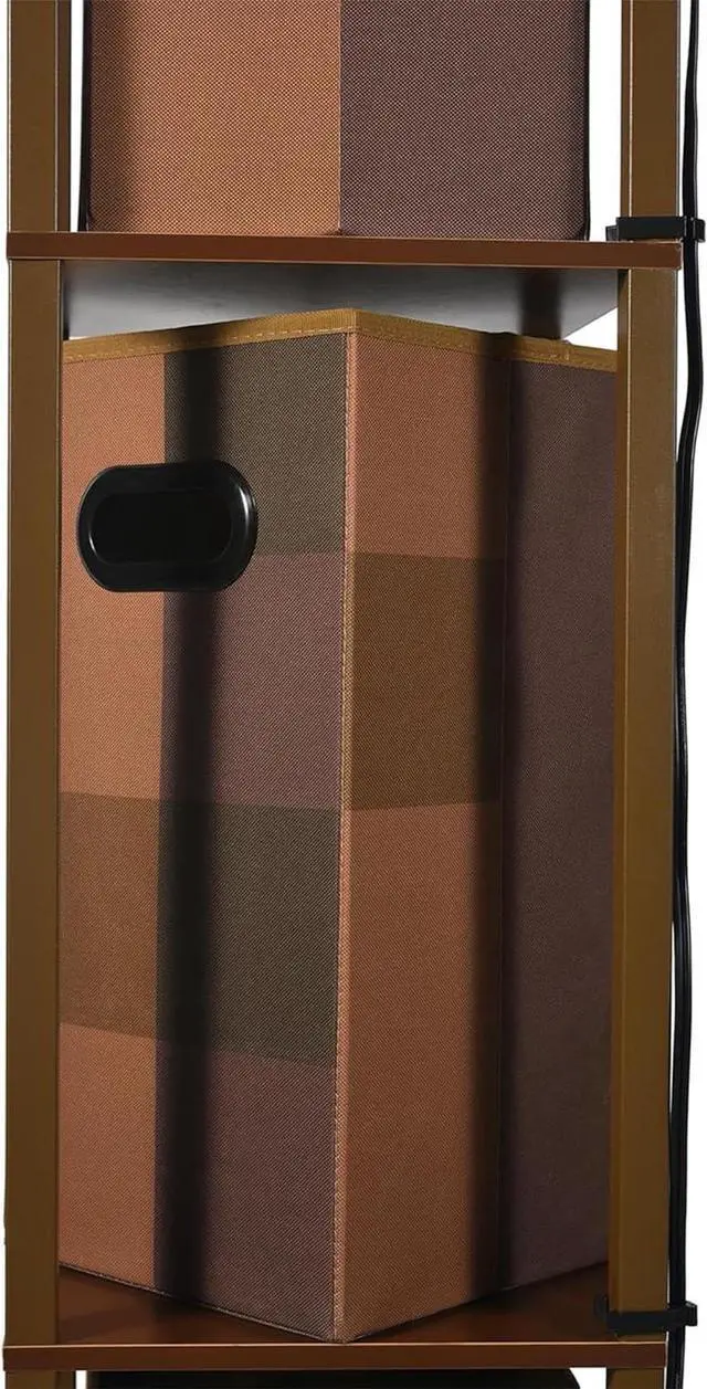 Alt view image 3 of 7 - Minecraft Brownstone Torch 5-Foot Standing Floor Lamp and Storage Unit | Includes 3 Cube Organizer Storage Bins