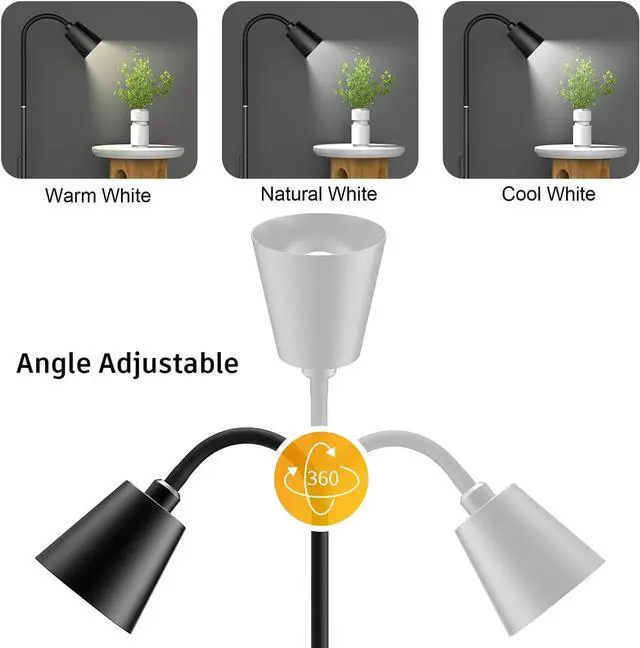 Alt view image 2 of 7 - Floor Lamp,High Brightness with 3 Colors,Multi-Purpose Standing Lamps with Height and Lighting Angle Adjustable for Living Room,Bed Room,Office(Black)