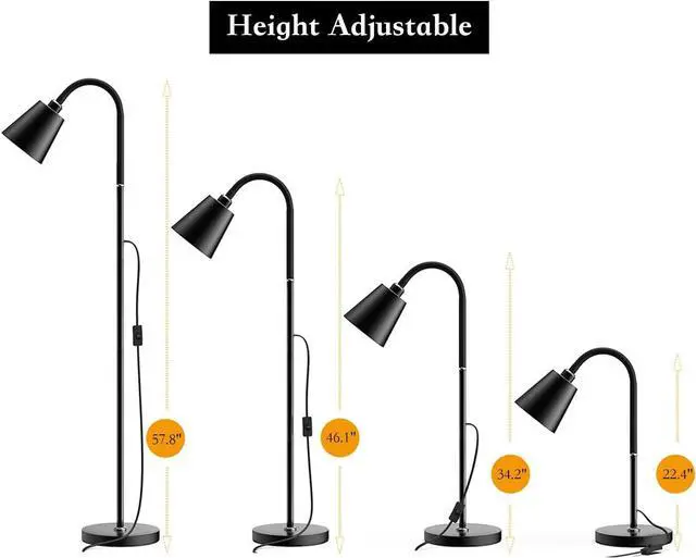 Alt view image 3 of 7 - Floor Lamp,High Brightness with 3 Colors,Multi-Purpose Standing Lamps with Height and Lighting Angle Adjustable for Living Room,Bed Room,Office(Black)