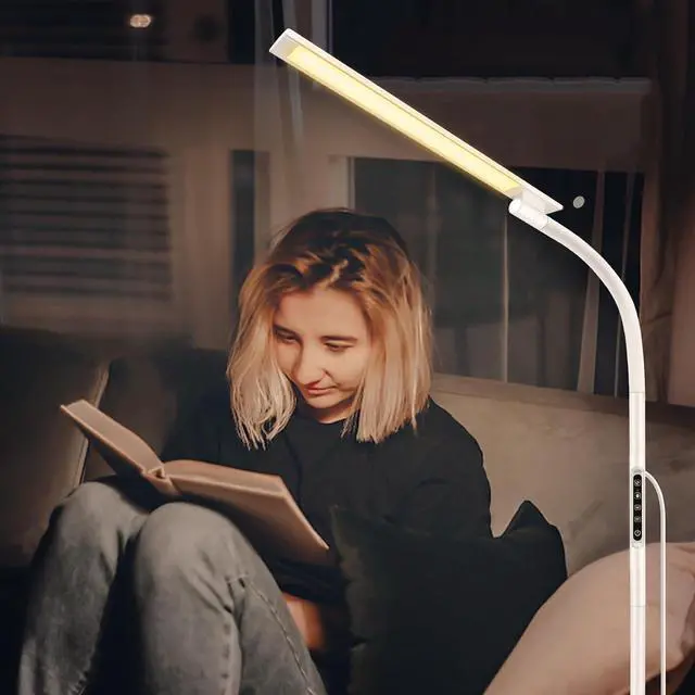 Alt view image 7 of 7 - LED Floor Lamp, Floor Lamps for Living Room with Night Light & 5 Colors & 5 Brightness, Adjustable Gooseneck Floor Reading Lamp with Remote & Touch Control, Tall Standing Floor Lamp for Bedroom Office