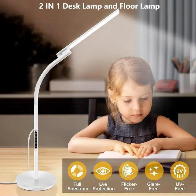 Alt view image 6 of 7 - LED Floor Lamp, Floor Lamps for Living Room with Night Light & 5 Colors & 5 Brightness, Adjustable Gooseneck Floor Reading Lamp with Remote & Touch Control, Tall Standing Floor Lamp for Bedroom Office