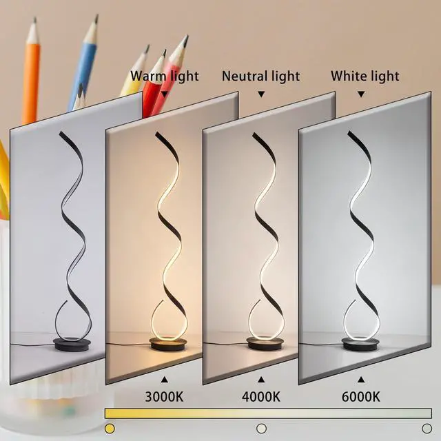 Alt view image 4 of 7 - Spiral Floor lamp, 57 "48W Unique Modern LED Floor Light, 3 Color dimmable Remote Control Corner lamp Standing Light, Suitable for The Living Room Bedroom Reading Decorative Floor lampBlack