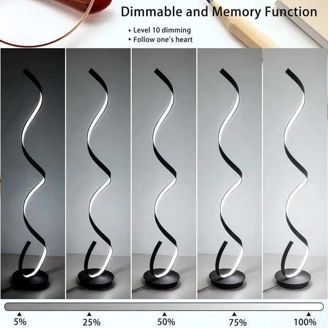 Alt view image 5 of 7 - Spiral Floor lamp, 57 "48W Unique Modern LED Floor Light, 3 Color dimmable Remote Control Corner lamp Standing Light, Suitable for The Living Room Bedroom Reading Decorative Floor lampBlack