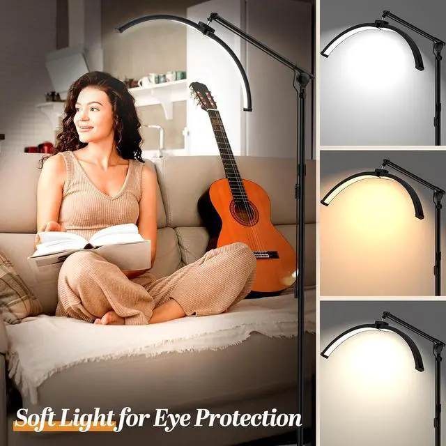 Alt view image 3 of 7 - Esthetician Light, 3-Color Dimmable Lash Lamp, 308 LED Beads Shadowless Half Moon Light, Lash Foldable Floor Lamp with 360° Rotation for Beauty, Tattoo, Spotlight, Reading