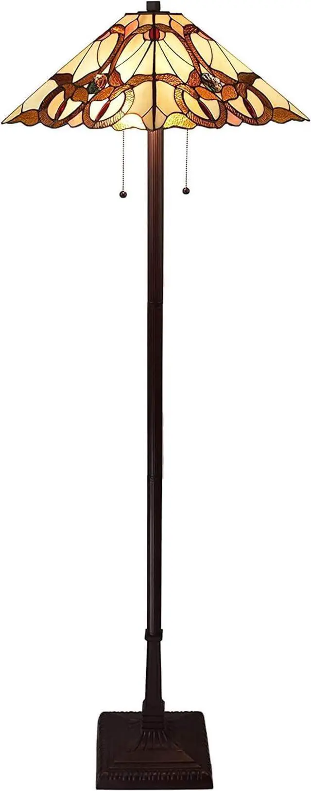 Main image of Amora Tiffany Floor Lamp Torchiere - Geometric Jewel Floor Lamp - 63 Tall Floor Stained Glass Lamp - Tiffany Floor Lamps for Living Room