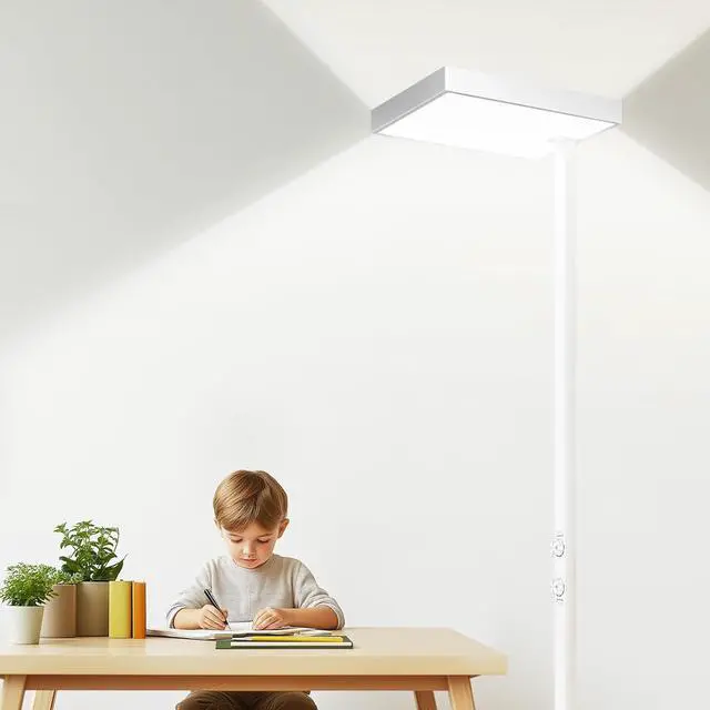 Main image of EMITEVER LED Floor Lamp, 60W Full-Spectrum Eye-Care Standing Light, 72.8 Dimmable Reading Lamp for Study Rooms, Living Rooms, Dental Offices and Conference Lighting, 4000K Natural Daylight, White